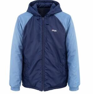 Vintage Fila Jacket – Men’s Medium – Blue Full Zip Hooded Puffer